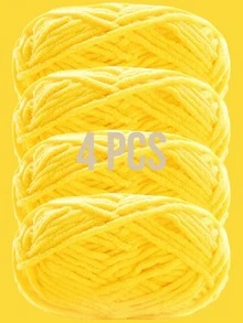 4卷/200克涤纶雪尼尔纱线，柔软厚实，4毫米天鹅绒般质感纱线，适合钩编和棒编，多用途混色纱线，每卷200克/7.05盎司，总长度240米/787.4英尺 - 颜色随机 - 彩色 - 查看 20