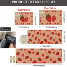 1 tấm thảm trải sàn nhà bếp, phòng tắm, phòng giặt bằng vải lanh in họa tiết dâu tây, hình chữ nhật in 3D, thích hợp cho phòng khách, phòng ngủ, hành lang, phòng tắm, phòng giặt - Thảm polyester, trang trí nhà cửa trong nhà và ngoài trời. - Nhiều màu - Xem 11