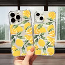 Funda para teléfono de acrílico transparente magnético con patrón hojas de limón amarillas, compatible con iPhone 17/16/15/14/13/12/11 Pro Max/Pro/Plus,  Galaxy S25, S24, S23, S22, S21, S20 y serie A, OPPO y . - transparente - Ver 2