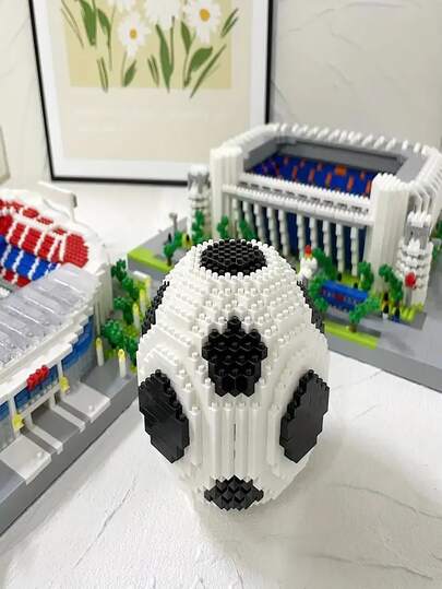 Football Model Building Blocks Toy, Assembled Puzzle Toy Model, Creative Toy, Stress Relief Leisure, Suitable For Football Fans Collection Ornament Toy, Desktop Decor, Valentine's Day Gift, Birthday Gift, Ideal Choice To Cheer For The Cup