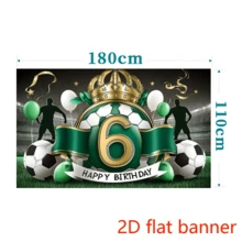1 pieza de Pancarta plana 2D de Fiesta de 6to Cumpleaños con tema de fútbol, con una corona dorada y globos, fondo de fibra de poliéster, adecuado para sala de estar, dormitorio, oficina o eventos de celebración con tema deportivo - 1 - View 3