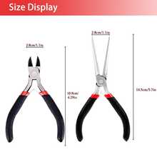 2件套精密珠宝钳 - 尖嘴钳 + 斜口钳，带锯齿钳口的尖嘴钳，小型斜口钳，适用于手工制作，可用于珠宝制作、吉他弦切割、金属丝弯曲、DIY - 彩色 - 查看 2