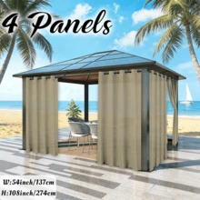 4 Panels Outside Decor Waterproof Grommet Top Solid Color Curtains For Porch, Outdoor Light Filtering Weatherproof Privacy Uv-Resistant Curtains For Patio, Pergola, Gazebo, Cabana - Taupe - View 13