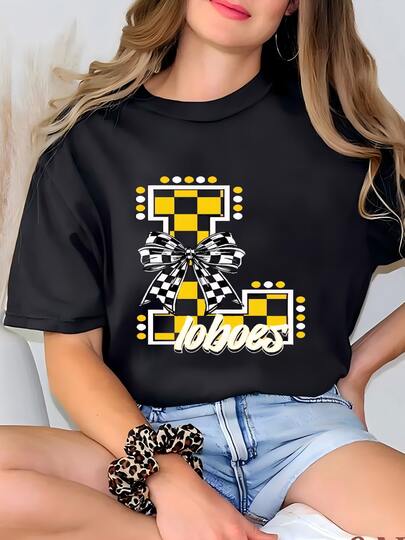 Womens Loboes Shirt Loboes Sweatshirt Checkered Print Custom School Mascot Shirt Loboes Pride Shirt School Spirit Shirt Game Day School Spirit T-Shirt