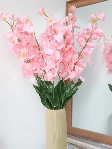 1pc/3pcs/5pcs 25.98 Inch Silk Cloth Artificial Orchid Flowers, Romantic Minimalist Orchid Suitable For Wedding Party/Home Decor/Thanksgiving, Mother's Day, Valentine's Day, High Quality Artificial Flowers - Pink - View 3