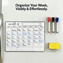 Magnetic Refrigerator Calendar, Smooth Erasable Surface, Practical Calendar, Multiple Style Sets Available - Whiteboard, Ideal For Kitchen Organization, Meal Planning, Family Planning, Reminders And Fridge Notes - Multiple Specifications - View 3