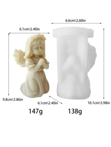 祈祷少女硅胶蜡烛模具 - 多用途大豆蜡手工工具，适用于家居装饰、园艺、十字架艺术雕塑、蜡烛模具 - 白色 - 查看 11