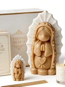 Praying Girl Silicone Mold | Heart-Shaped Rose Base Virgin Mary Shaped | Exclusive Ritual DIY Gift Set | Can Make Scented Candles, Healing Gypsum, Stress Relief Toys | Heat-Resistant Monolithic, Spiritual Decor First Choice - White - View 3