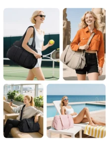 Gym Bag For Women, Duffle Bag For Travel With Wet Pocket, Lightweight Weekender Bags For Women, Water Resistant,Sporty Tote - Màu Hồng baby - Xem 6