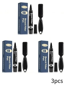EAST MOON 1 Set Black Beard Filling Pen, Removable & Easy Mustache Filler For Thicker Beard & Hairline, Waterproof Sweatproof All Day Hold, Contains Beeswax & Cocoa Butter, Men's Grooming Styling Kit For Natural Look,Gifts For Men And Women Suitable For Valentine's Day, New Year's Day, Birthdays, Weddings, And Parties,Hair Dye,Makeup,Quick Ship Items,Free Shipping - 鬍鬚梳 + 鬍鬚刷 - 查看 10