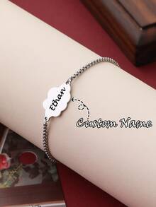 New Style Dainty Cloud Charm Custom Name Bracelet - Stainless Steel Adjustable Minimalist Jewelry - Personalized Gift For Friends Birthday Surprise - Multicolor - View 1