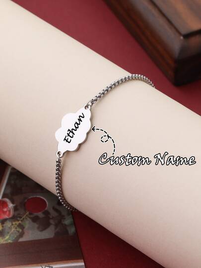 New Style Dainty Cloud Charm Custom Name Bracelet - Stainless Steel Adjustable Minimalist Jewelry - Personalized Gift For Friends Birthday Surprise