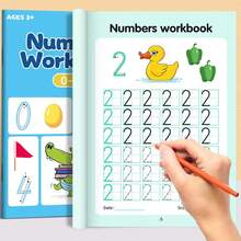 48页儿童书法点阵临摹练习册，0-100数字描摹练习册，幼儿园控笔练习册，家庭学校学习作业本，幼儿数学教育 - 彩色 - 查看 6