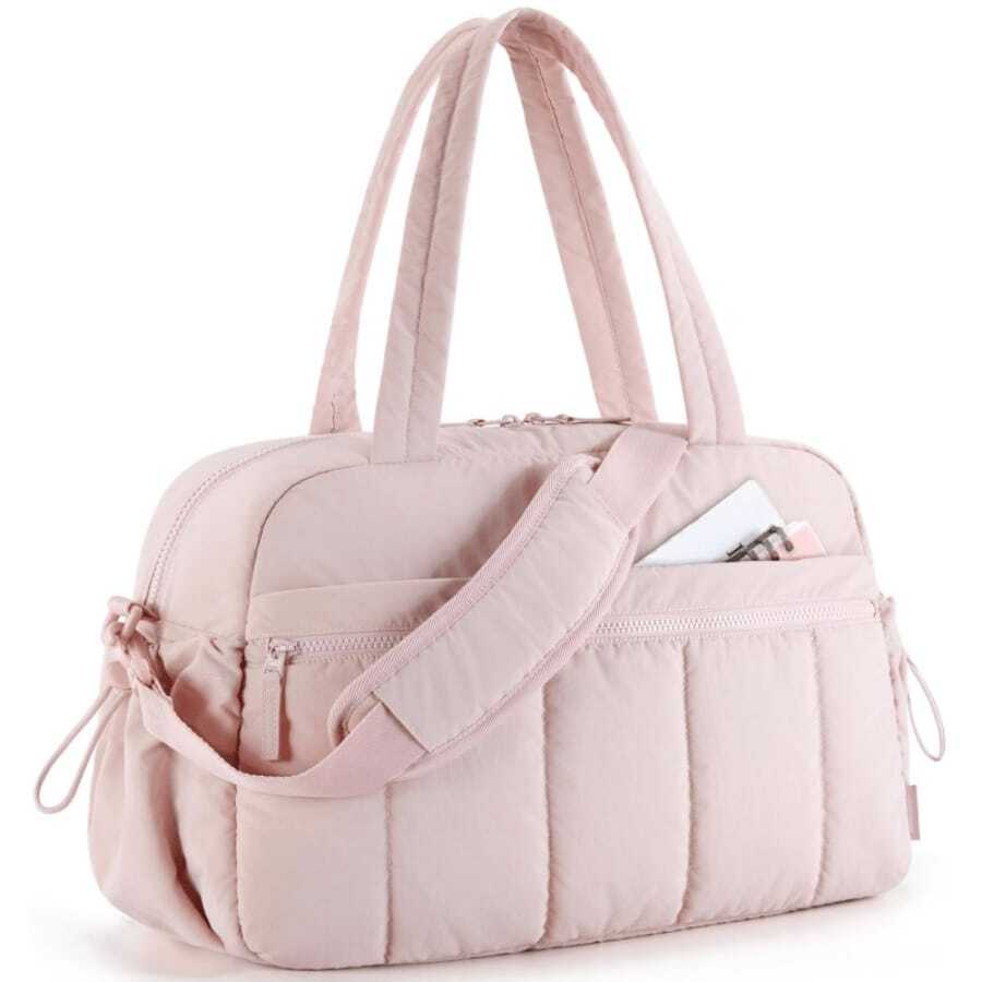 Gym Bag For Women, Duffle Bag For Travel With Wet Pocket, Lightweight Weekender Bags For Women, Water Resistant,Sporty Tote - Màu Hồng baby - Xem 1