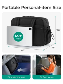 Gym Bag For Women, Duffle Bag For Travel With Wet Pocket, Lightweight Weekender Bags For Women, Water Resistant,Sporty Tote - 黑色 - 查看 2
