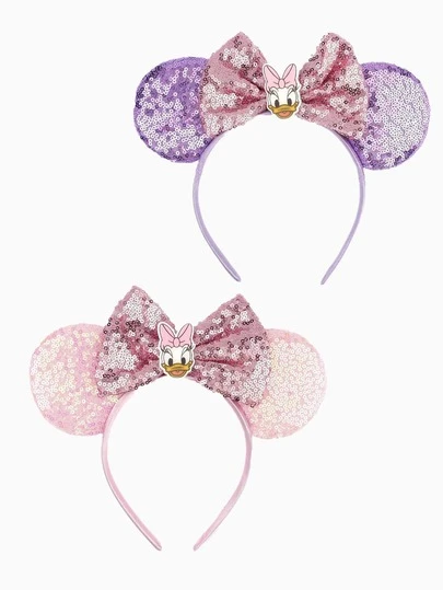 1Pc Elegant Amusement Park Theme Headband, Cartoon Ears & Duck Ear With Sequin Details, Fashion Hair Decor For Theme Park Outings, Bling Festive Party Essential For Masquerade, Cosplay, Theme Park Visits And Holiday Celebrations, Ideal Gift For Birthdays, Christmas, Anniversaries And Festivals, Unisex Design For Men, Women And Couples, Perfect For Cosplay, Stage Performances And Events (Cosplay,Headbands,Hair Accerssories,Summer,Hair Clips)