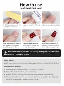 10pcs Handmade Red Bow Polka Dot Beige Cat Eye Nail Stickers, Short Square Cute False Nails, Suitable For Daily Wear, For Women And Girls, Press-On Nail Stickers, Nail Art Products Nail Supplies - Red - View 5