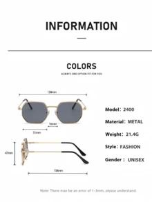1 chiếc kính thời trang nam gọng cổ điển, gọng kim loại vàng hình lục giác, kiểu dáng đường phố, phù hợp để đeo hàng ngày, chụp ảnh, mua sắm, đạp xe, du lịch, đi biển, lái xe, dạo phố, đi nghỉ mát, hoạt động ngoài trời. Phụ kiện kính mắt, món quà hoàn hảo cho sinh nhật, ngày lễ, tiệc tùng, Giáng sinh. - Vàng - Xem 3