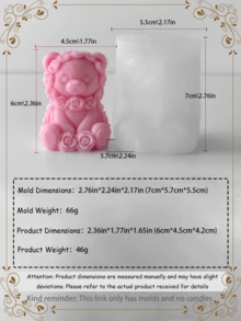 Matră silicon 3D cu ursuleț de trandafir, bestseller de Ziua Îndrăgostiților, lumânare/rășină/tencuș DIY, material romantic pentru cadouri lucrate manual