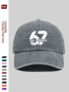 1pc Interesting Distressed 67 Printed Baseball Cap, Lightweight Adjustable, Elegant Casual, Machine Washable Polyester, Essential For Elegant Parties In Summer, Casual Style, Suitable For Shopping, Daily Use, Outdoor Activities, Travel, School, Valentine's Day, Easter, Mother's Day, Graduation, Juneteenth, All Seasons Headwear. Ideal Gift For Family And Friends - A - View 3
