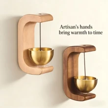 1/2pcs 2026 New Dopamine Suction Wind Chime – Japanese Solid Wood Pure Copper Entry Reminder Gift