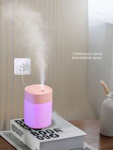 USB供电迷你加湿器，2瓦功率，200毫升容量，静音运行，带氛围灯，适用于卧室、书桌等小空间，个人加湿器，静音冷雾，适合家庭办公室使用，便携式设计