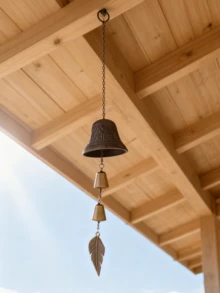 1pc Cast Iron Bell Wind Chime, Iron Art Windbell For Balcony, Garden, Outdoor, Courtyard, Bar Decor - Rust Brown - View 1