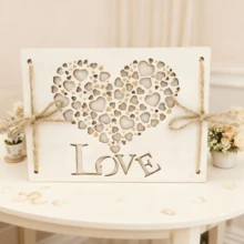 1-Piece Wooden Heart-Shaped Creative Wedding Guest Money Gift Wooden Craft Creative Graduation Gift Heart-Shaped Money Holder Gift Wedding Gift Ornament - Wood Color - View 4