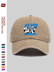 1顶复古足球67印花棒球帽，舒适透气的涤纶材质，尺寸可调节，卡车司机遮阳帽，男女皆宜的独特时尚配饰，适合户外徒步、旅行、高尔夫、海滩派对、钓鱼等场合，是生日、母亲节、父亲节、独立日的理想礼物。 - A - 查看 18