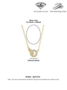 1件S925纯银双层戒指项链，镀金/铂金，镶嵌闪亮锆石，低过敏性，适合日常佩戴、派对、生日、圣诞节、情人节等场合，附赠首饰盒 - 白鑽 - 查看 13