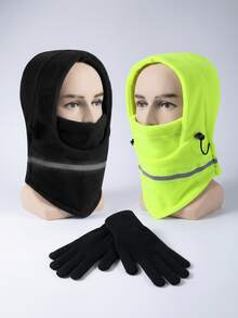 1pc/2pcs Unisex Winter Fleece Balaclava Hat, Thick Windproof Ski Mask, Suitable For Skiing, Cycling, Hiking And Daily Use - Multicolor - View 1