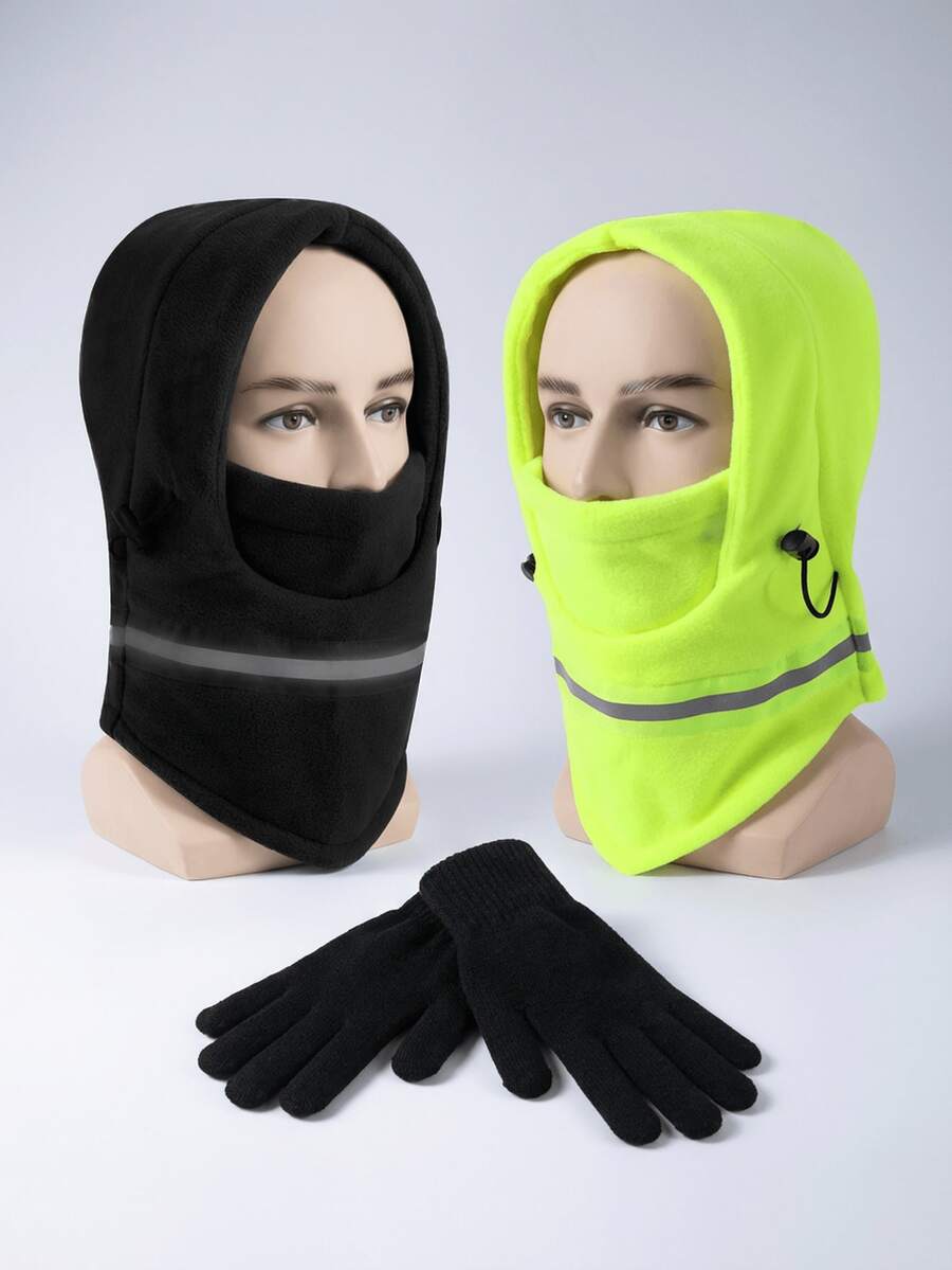 1pc/2pcs Unisex Winter Fleece Balaclava Hat, Thick Windproof Ski Mask, Suitable For Skiing, Cycling, Hiking And Daily Use - Multicolor - View 1