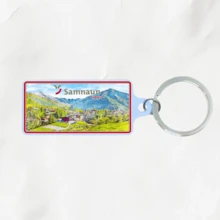 1pc Metal Material Double-Sided UV Printed Swiss City Element Keychain, Unisex Key Ring, Fashion Accessory, Bag Charm, Suitable As Gift
