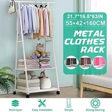 1pc Floor-Standing Coat Rack, Compact Bedroom Type With Shelf, Multi-Layer Storage Rack For Living Room, Mobile Multi-Functional Design, Indoor Balcony Clothes Drying Rack - Multicolor - View 6