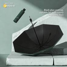 Umbrella For Men And Women, All-Weather Use, Student Couple Style, Black Vinyl, Tri-Fold Sun Protection Umbrella, Manual And Automatic Black Vinyl Umbrella