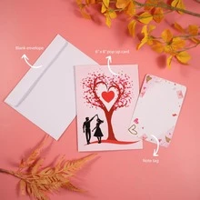 Bestselling Valentine's Day Greeting Card: 3D Heart-Shaped Tree Pop-Up Card, Couple's Gift Card, Anniversary Card - Hồng - Xem 2