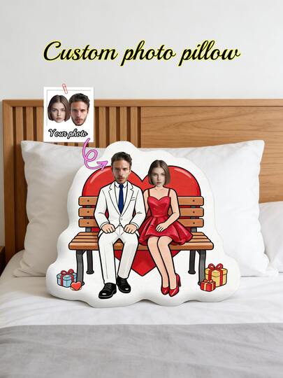 1 Personalized Pillow - Customized Picture, Double Bench. Unique And Breathable, Suitable For Her, Him, It, Boyfriend, Girlfriend, Dad, Mom, Family, Friends, Anniversary, Mother's Day, Birthday, Valentine's Day, Christmas, Halloween, Graduation Ceremony, Father's Day, Wedding, Housewife, Sofa, Bed, Car, Tea Room, Bedroom, Bathroom, Living Room, Dining Room