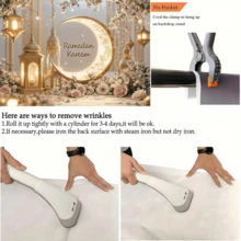 1-Piece Ramadan Happy Decoration Banner, Eid Al-Fitr Crescent Moon Background, Polyester Material, Gold Crescent Moon And Lantern Design, Suitable For Room And Party Wall Decorations, Festive Home Decor For New Year And Eid. Party Supplies - Multicolor - View 8