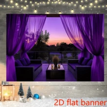 2D平面1件装，深紫色雪纺薄纱窗帘，涤纶背景布（39x59英寸，51x59英寸，70.8x90.5英寸），通用节日房间装饰，拍照道具，无需用电 - 1件 - 查看 4