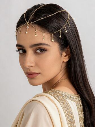 Fashionable Bohemian Style Silver Alloy Chain With Crystal Pendant Hairband Is A Beautiful Piece Of Jewelry Suitable For Women To Wear At Parties, Ramadan, Festival Events And Daily Occasions. It Is Also A Suitable Accessory For Students And An Ideal Jewelry For Women.