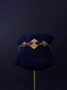 5pcs 18K Gold Plated Luxury Royal Style Square Geometric Tassel Design Bridal Wedding Jewelry Set, Handset White Cubic Zirconia, Including Necklace, Bracelet, Earrings, Ring, Suitable For Daily Wear And Wedding, Wedding Anniversary Gift - Square Geometric Bridal Set - View 6