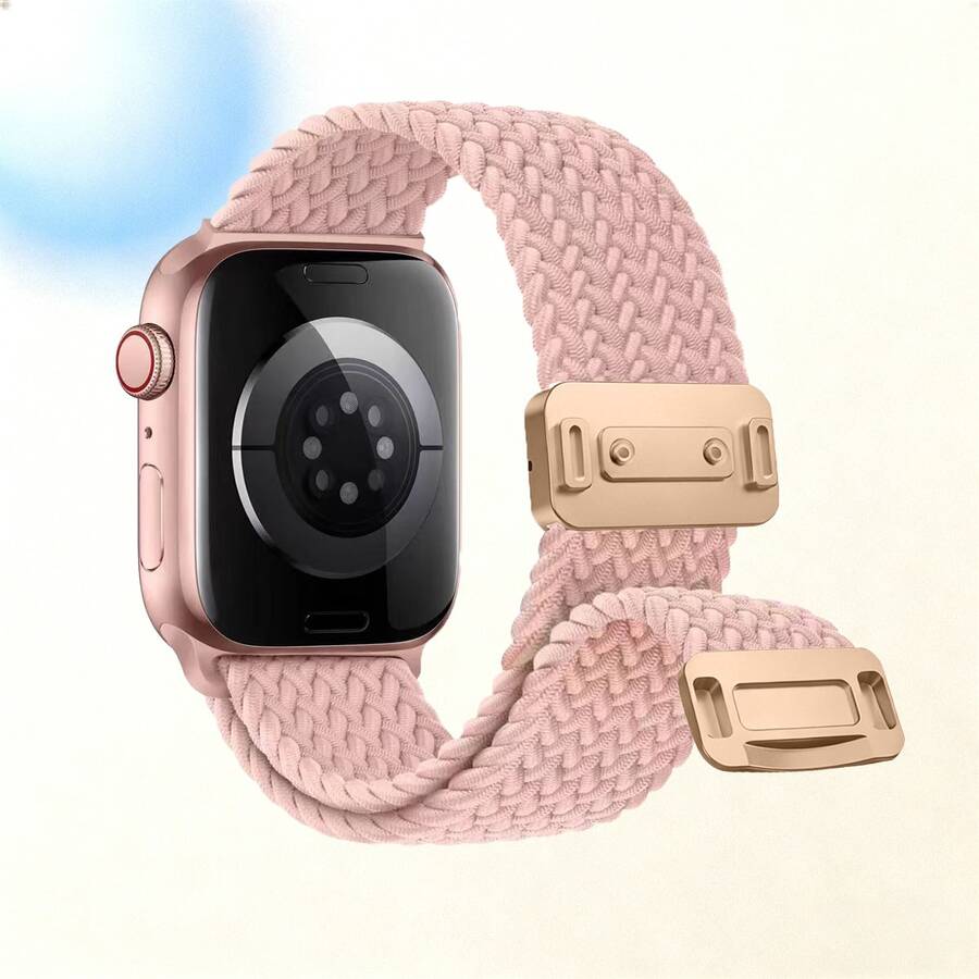 1pc Compatible With Apple Watch Bands Woman Man,Braided Stretchy Loop Mangetic Clasp Compatible With Apple Watch Bands,38mm 40mm 41mm 42mm 44mm 45mm 46mm 49mm Sport Nylon Replacement Bracelets Compatible With Apple Watch Seires11 10 9 8 7 6 5 4 3 2 1 SE Ultra3/2/1,Smart Watch Accessories - Cream Powder Sand - View 1