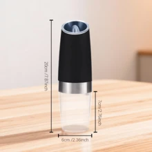1pc Electric Pepper Grinder, Minimalist Black & Silver Conical Automatic Seasoning Dispenser, Suitable For Home Kitchen / Western Cuisine Cooking - Black - View 2
