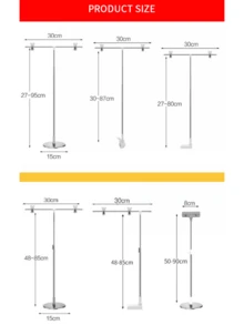 可调节T型背景架，最高可延伸至95厘米，带夹子，适用于视频工作室 - 本色 - 查看 4
