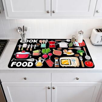1/10 st. klassisk modern stil disktorkmatta vattenabsorberande diskbänksmatta med kaffebryggare och redskapstorkmatta perfekt för bänkskiva café bardekor vårfestival heminredning present till familj heminredning