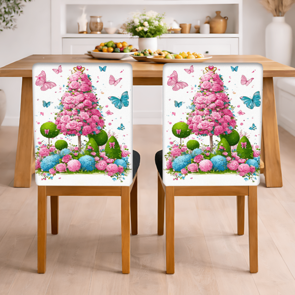 Juego de 2/4/6 piezas, decoración del hogar, fundas de silla de lino con estampado de patrón forestal, adecuadas para la decoración diaria del hogar, la sala de estar, el comedor o el jardín, y para reuniones y fiestas de hoteles y restaurantes, material de poliéster lavable, fundas para cojines de asiento de silla, fundas de asiento antipolvo