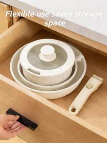 5 Pieces Cookware Set, Non-Stick Induction Cookware Set With Detachable Handle, Dishwasher And Oven - White - View 3