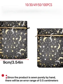 10/30 Pcs/50 PCS/100PCS3.5x4.7-Inch (9x12cm, Black And White Available) Moon And Star-Style Multi-Color Gauze Bags, Gift Packaging Bags, Gift Bags, Home And Daily Necessities, Nylon Bag Storage Bags, Festival And Party Supplies, Wedding Supplies - Multicolor - View 19