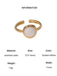 三件套不锈钢简约白色油滴可调节开口戒指套装，适合女性日常佩戴，或作为情人节、母亲节礼物。 - 戒指 - 查看 5