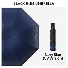 Umbrella For Men And Women, All-Weather Use, Student Couple Style, Black Vinyl, Tri-Fold Sun Protection Umbrella, Manual And Automatic Black Vinyl Umbrella